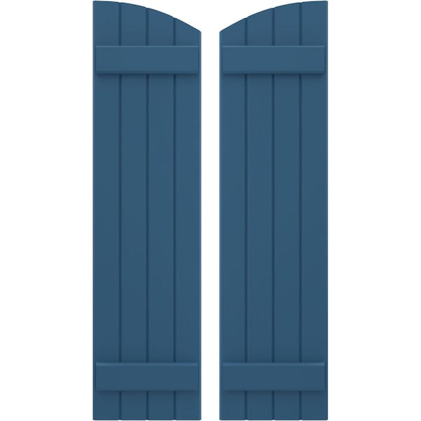 Ekena Millwork Americraft 4-Board (2 Batten) Wood Joined Board-n-Batten Shutters w/Ellipt Top, ARW101BE414X77HBH, PR ARW101BE414X77HBH - main